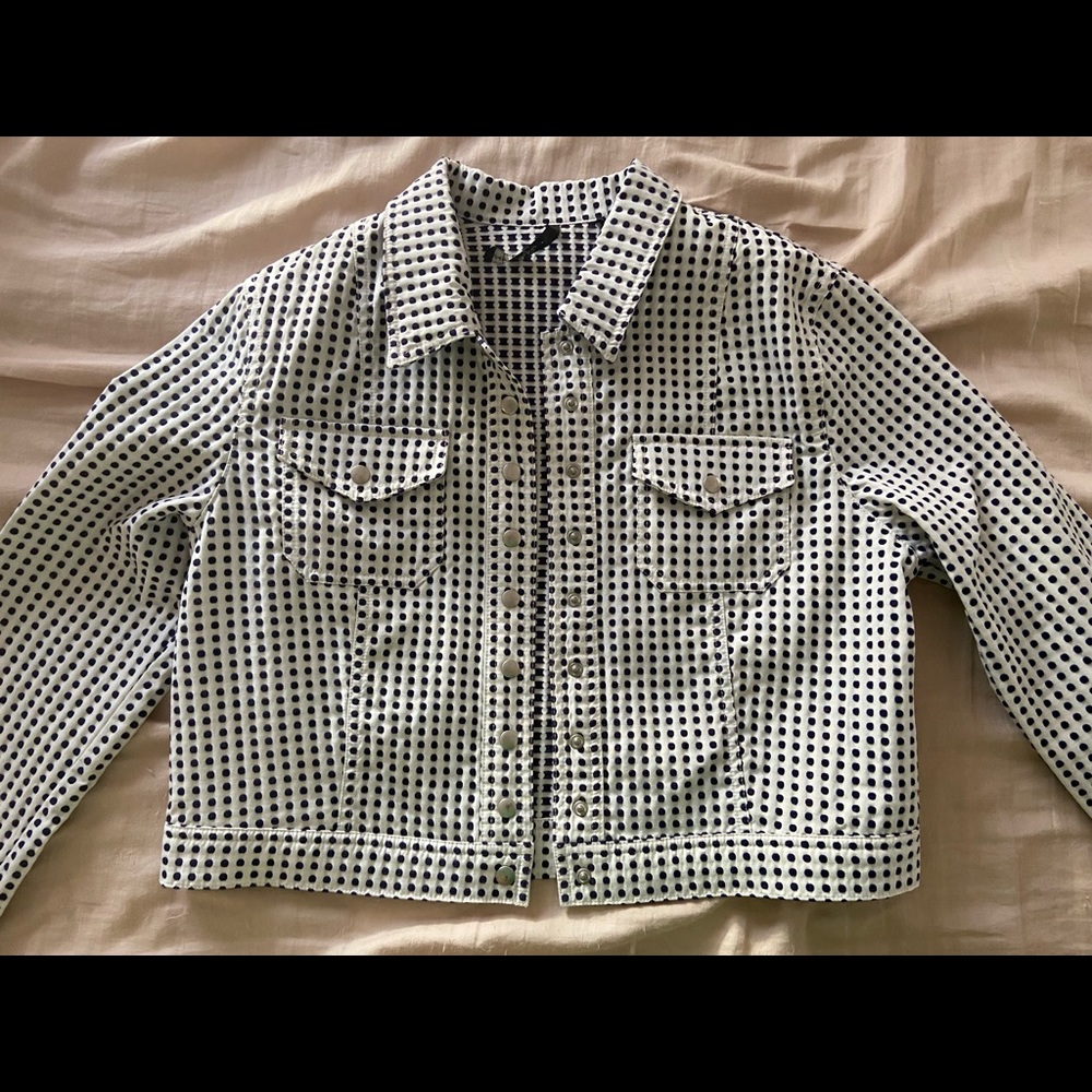 White Polka Dot Cropped Jacket